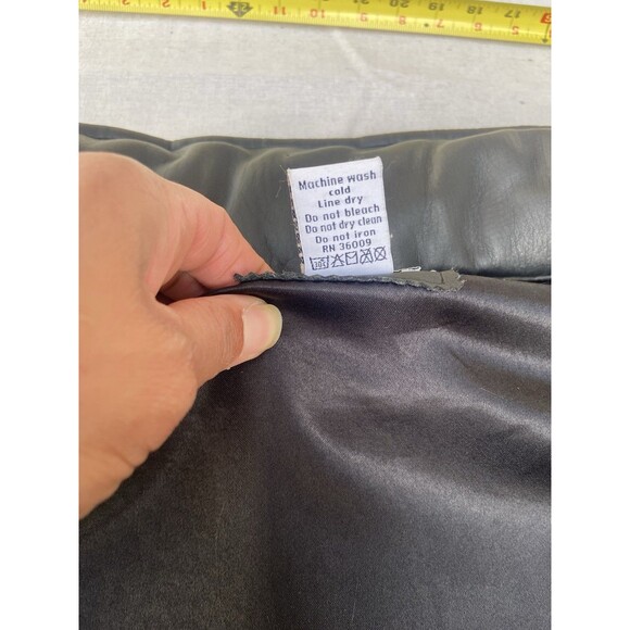 Calvin Klein Jeans Faux Leather Coat XL Black Jacket Hooded Mid Length Matrix - Picture 12 of 16